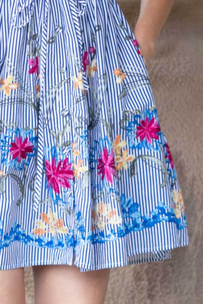 Emerson Embroidered Shirt Dress Blue 4