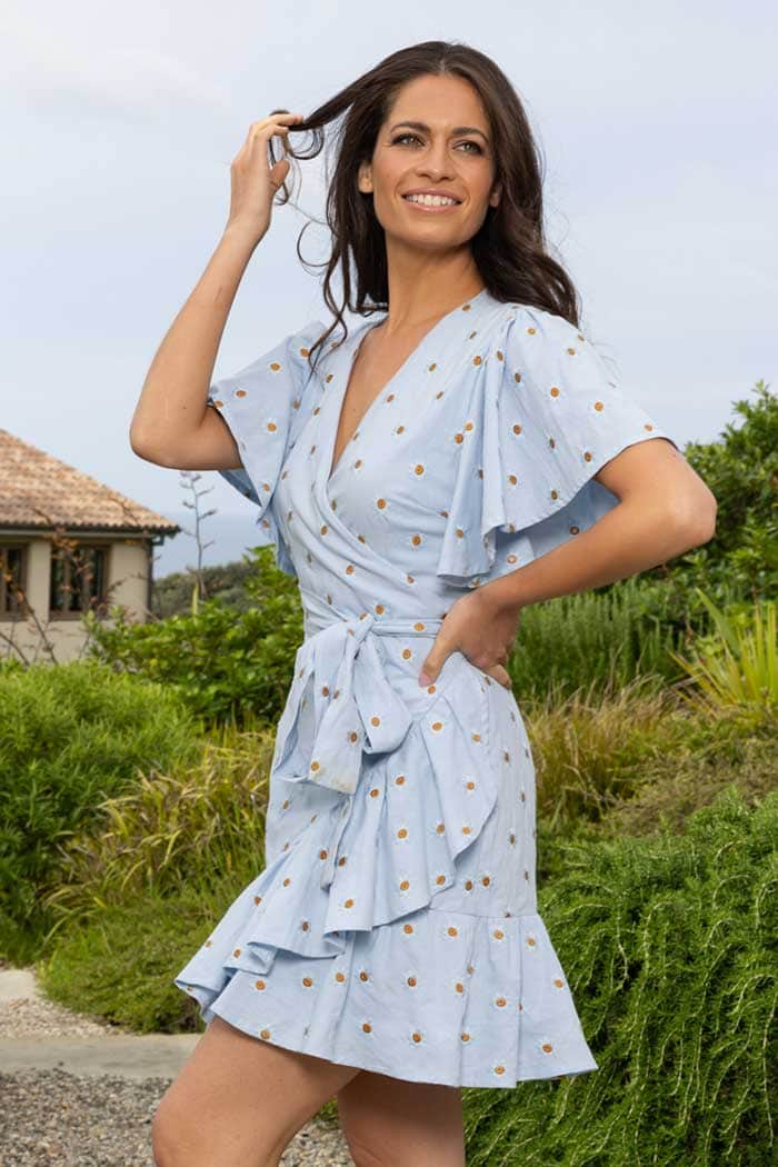 Daisy Wrap Dress Blue 2