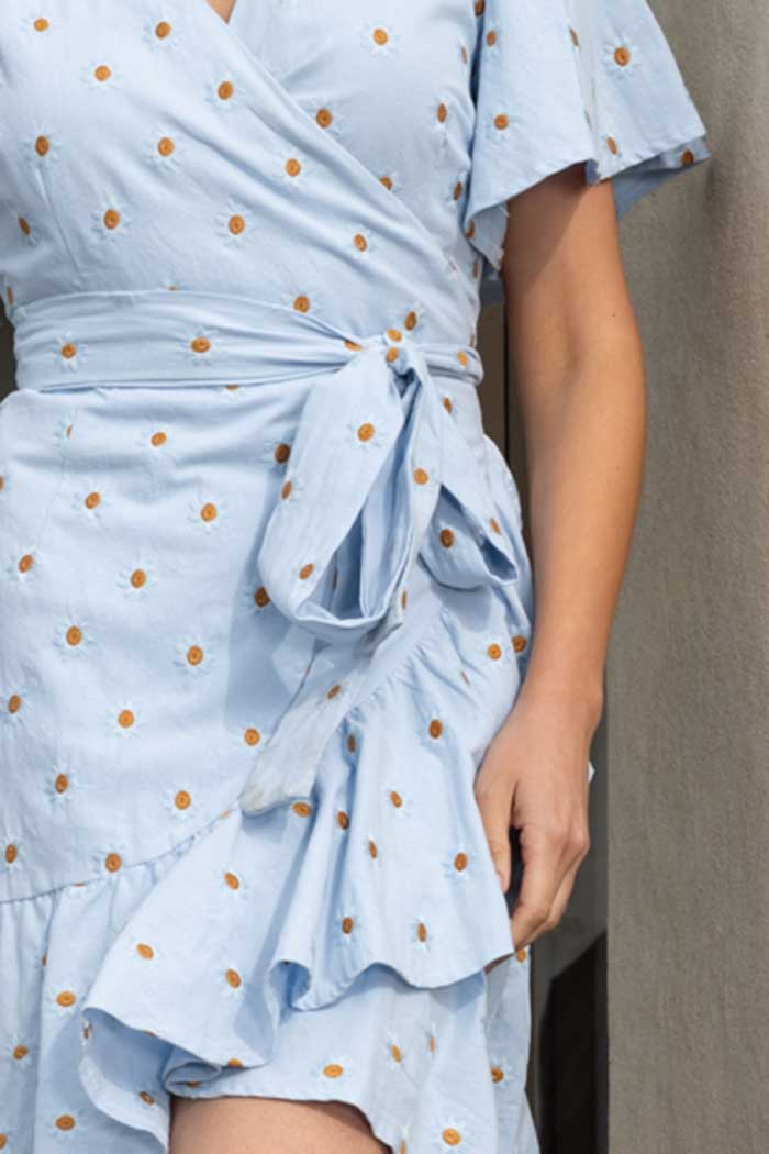 Daisy Wrap Dress Blue 4
