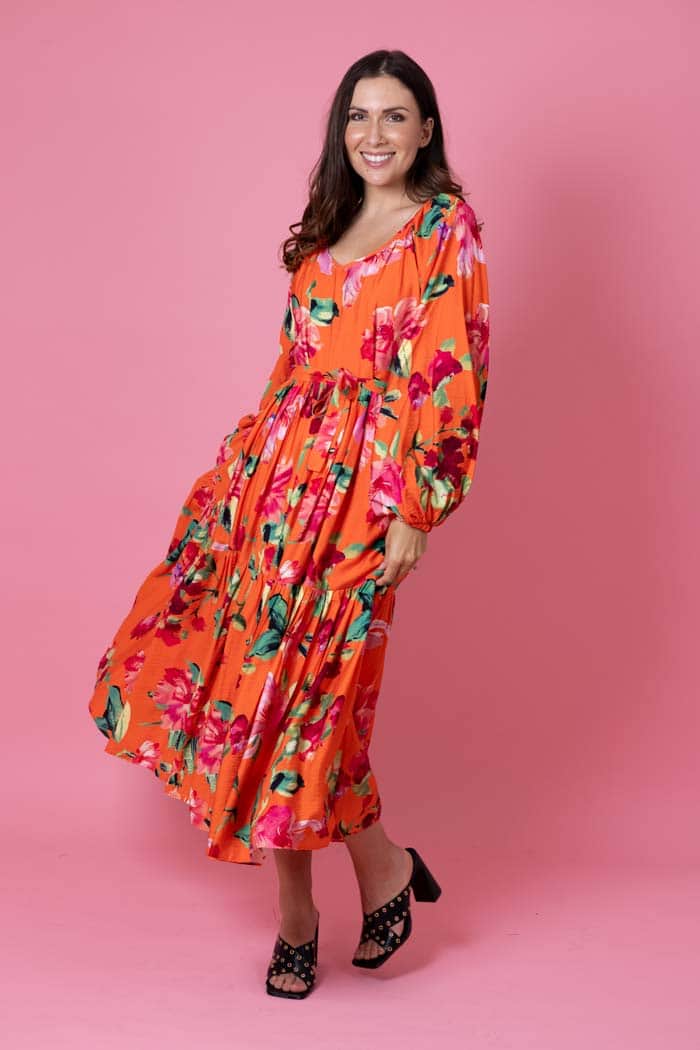 Cam Dress Orange Floral 2