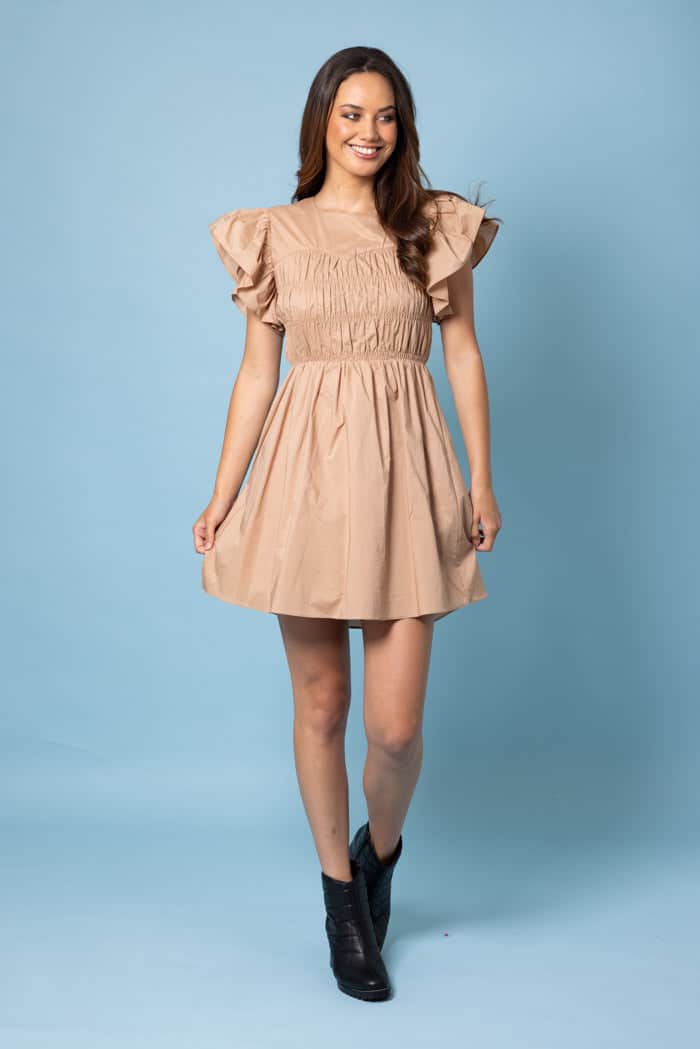 tan mini dress