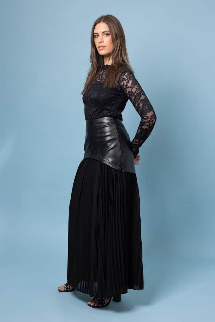 Carmen Faux Leather Skirt Black Black 2