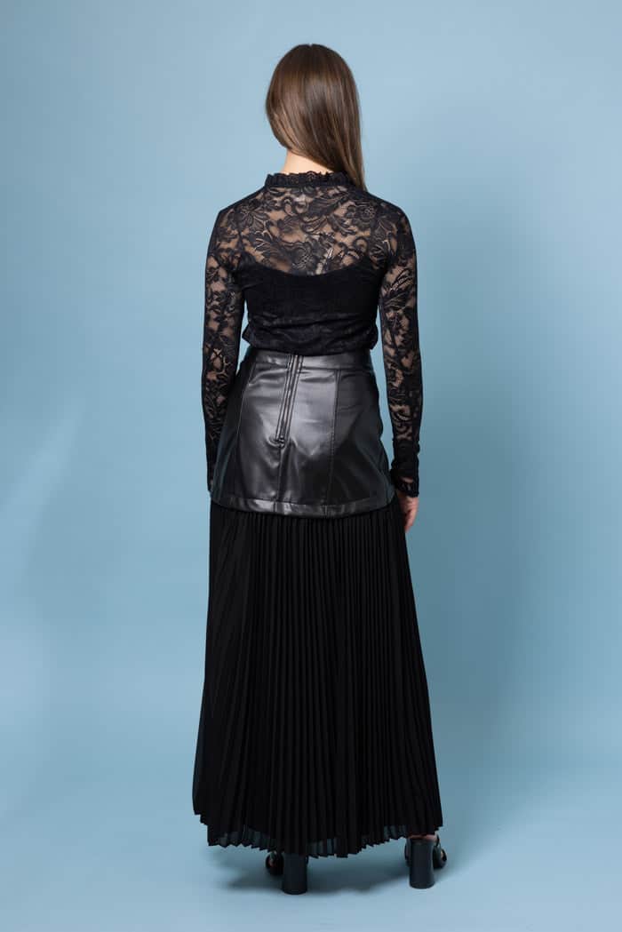 Carmen Faux Leather Skirt Black Black 3
