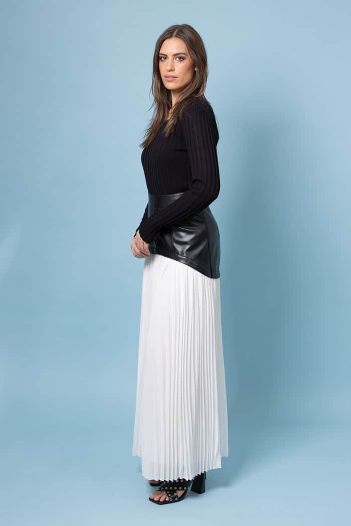 Carmen Faux Leather Skirt Black Cream 2