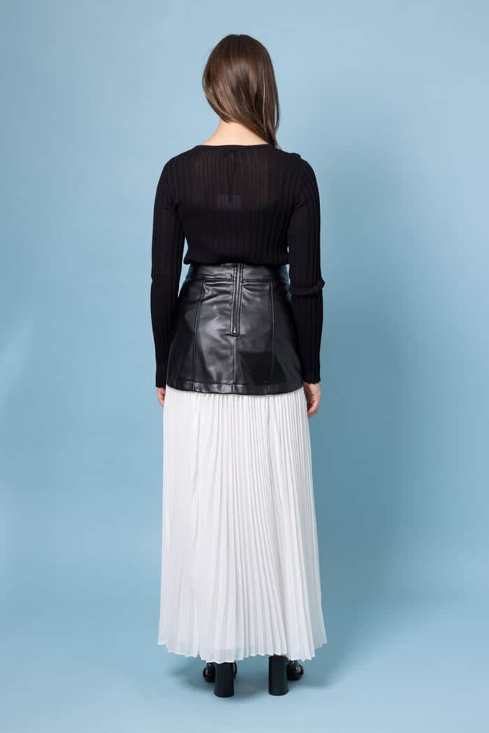 Carmen Faux Leather Skirt Black Cream 3