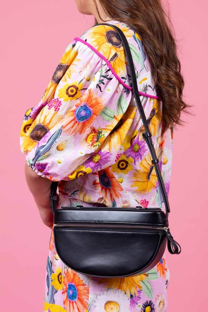 black leather handbag