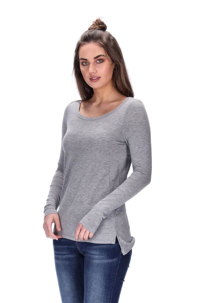 Carter Long Sleeve Top Grey Marle 3