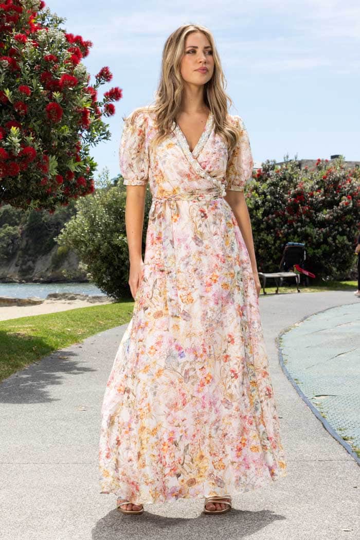 cream floral maxi dress