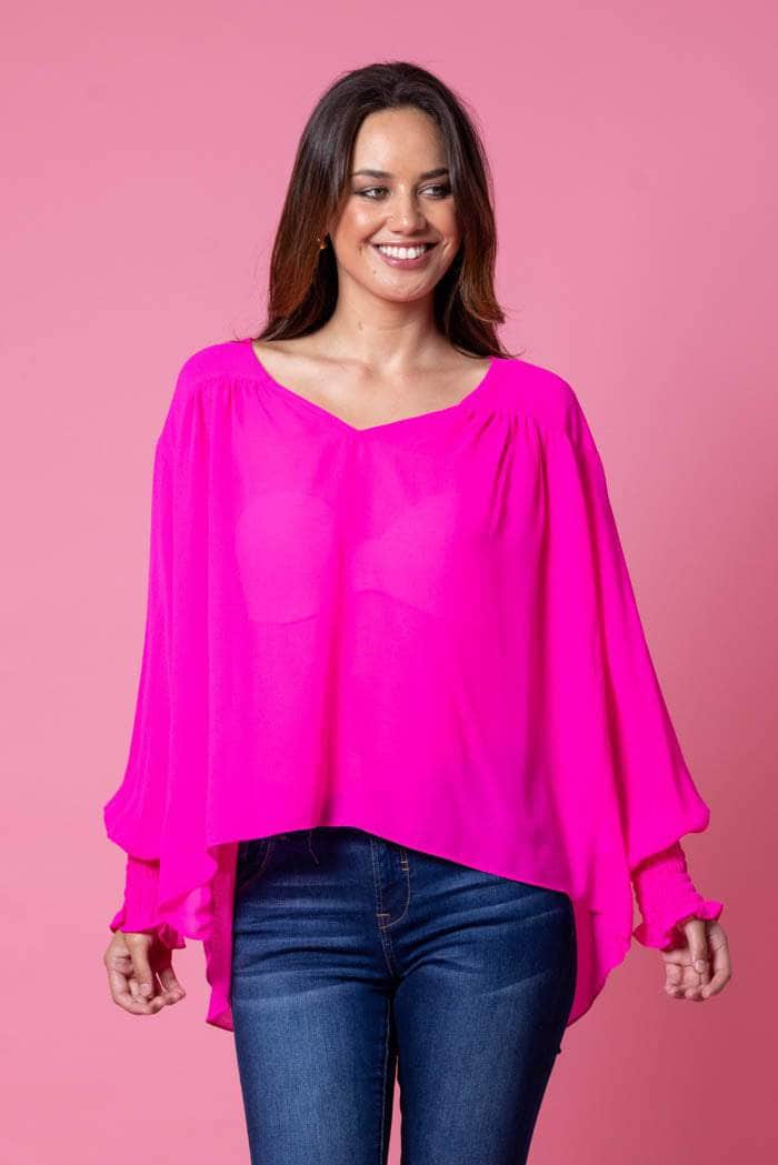 pink chiffon top plus size