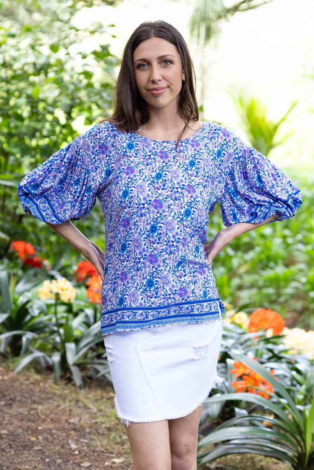 blue boho top sleeves