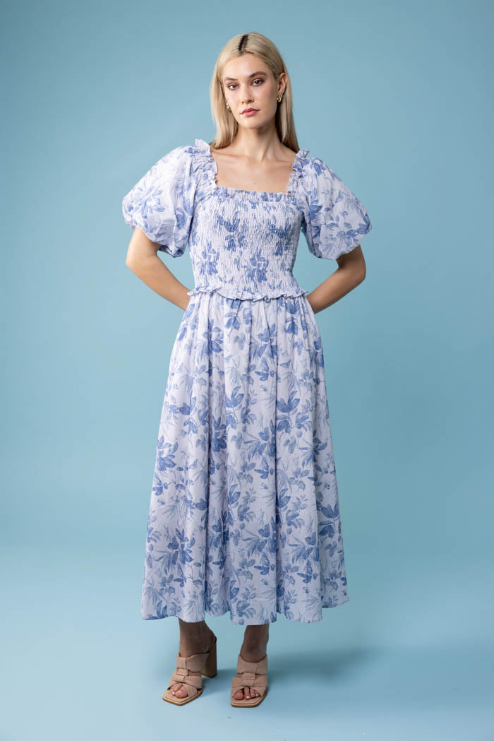 blue floral maxi dress