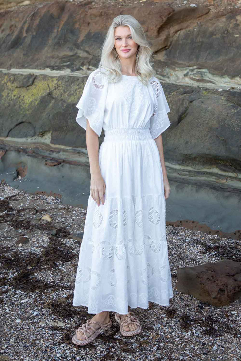 Cloud Embroidered Dress White Lace – Augustine