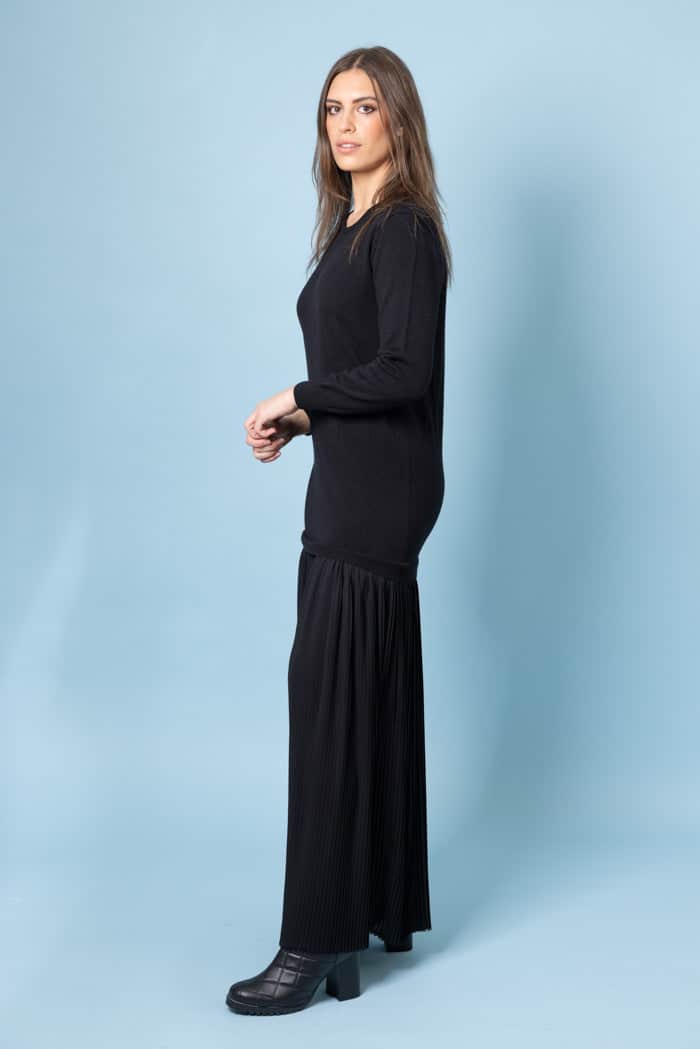 Coco Knit Pleated Dress Black 2