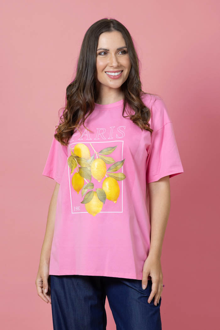 pink tshirt lemon plus size