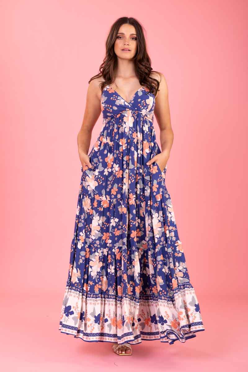 blue floral maxi dress