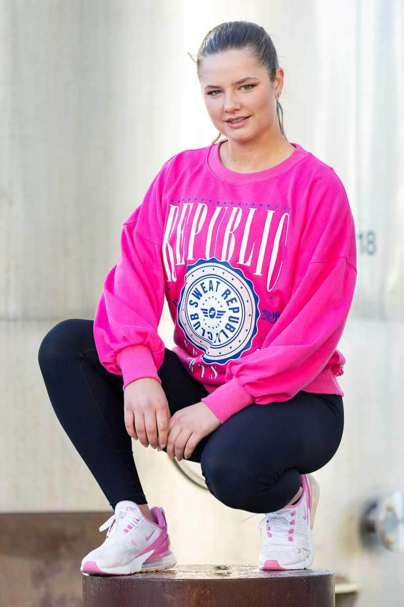 hot pink sweater sweatshirt