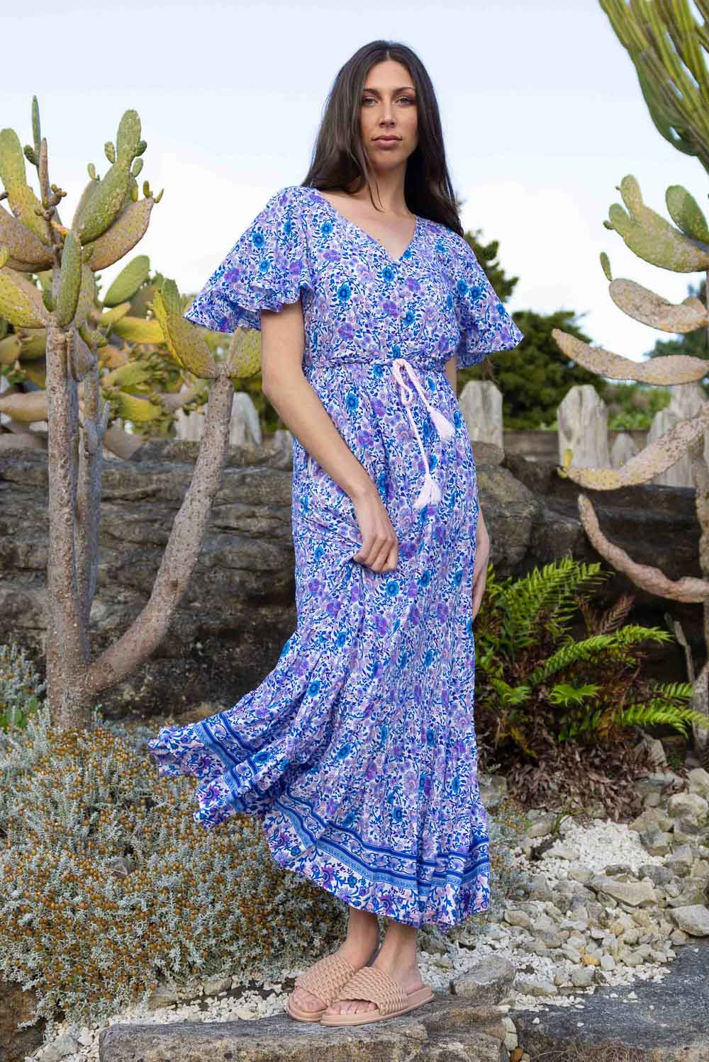 blue boho maxi dress