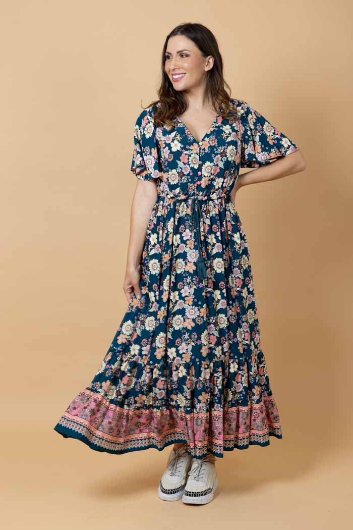 teal floral maxi dress plus size