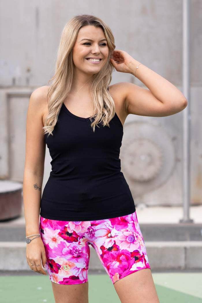 black ribbed singlet activewear