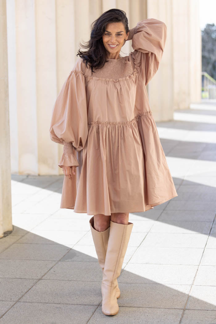 beige midi dress