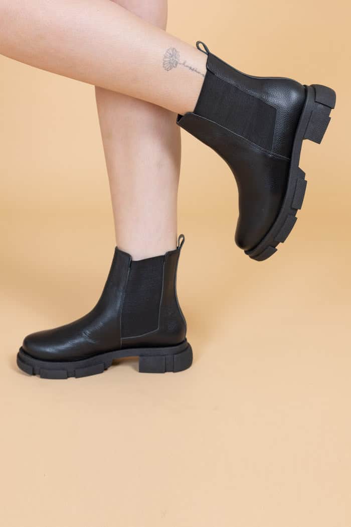 black leather chelsea boots