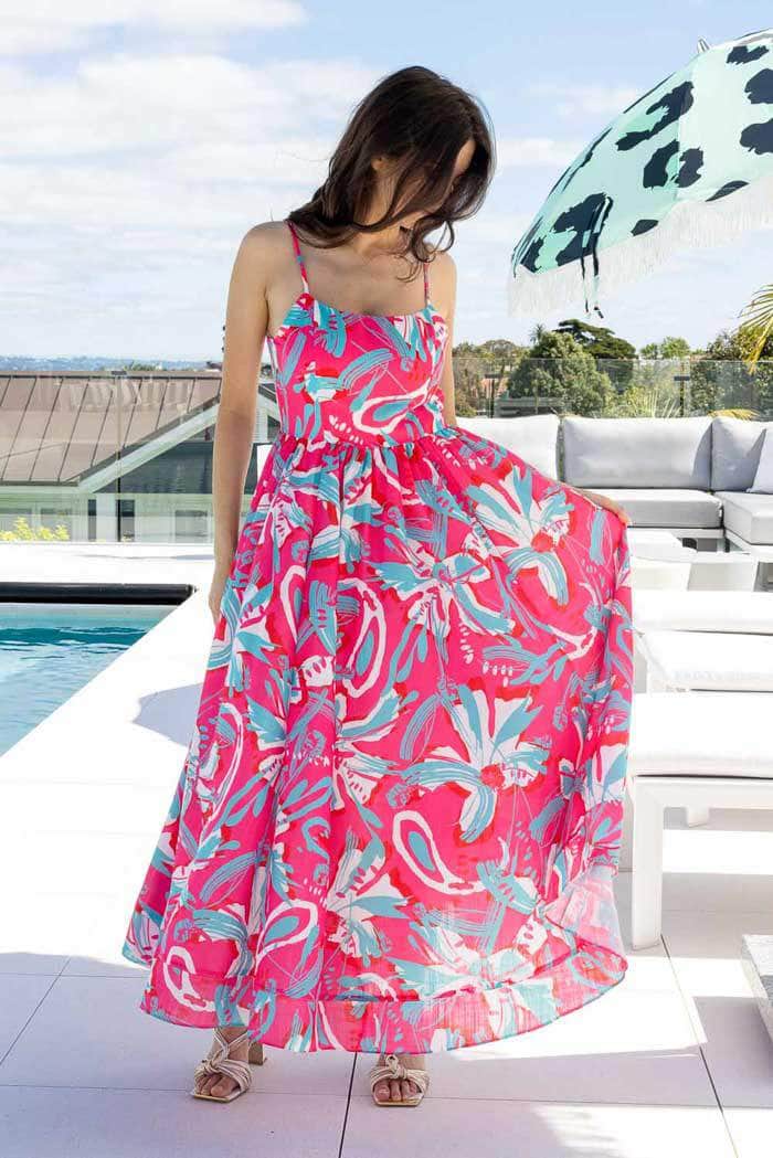 pink floral maxi dress
