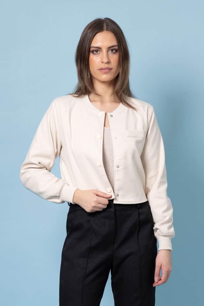 cream bomber jacket