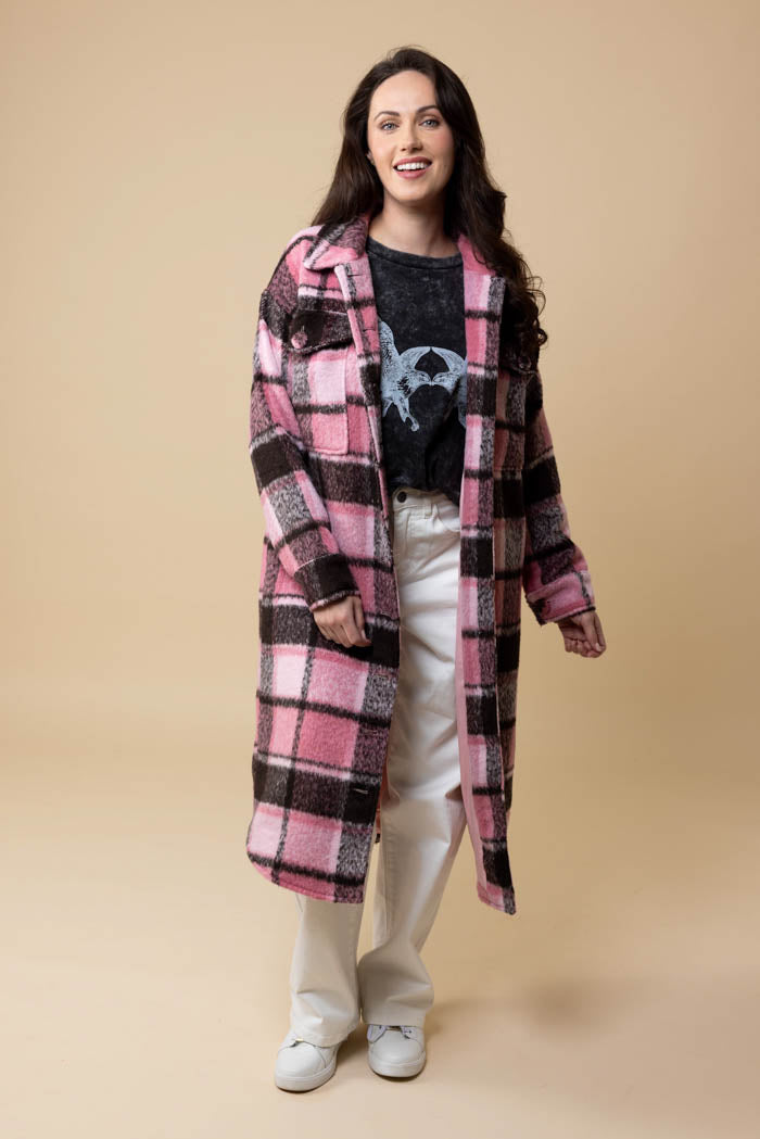 pink tartan coat