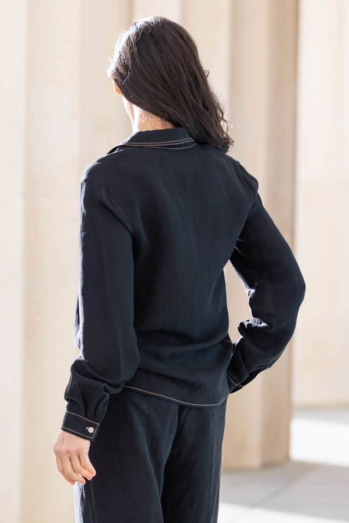 Dover Black Shirt Caramel Contrast Stitching 3