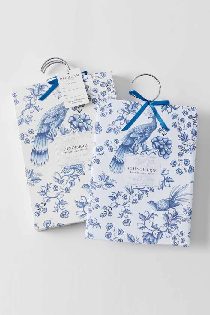 Pilbeam Living Chinoiserie Scented Hanging Sachets Set of 4 French Linen