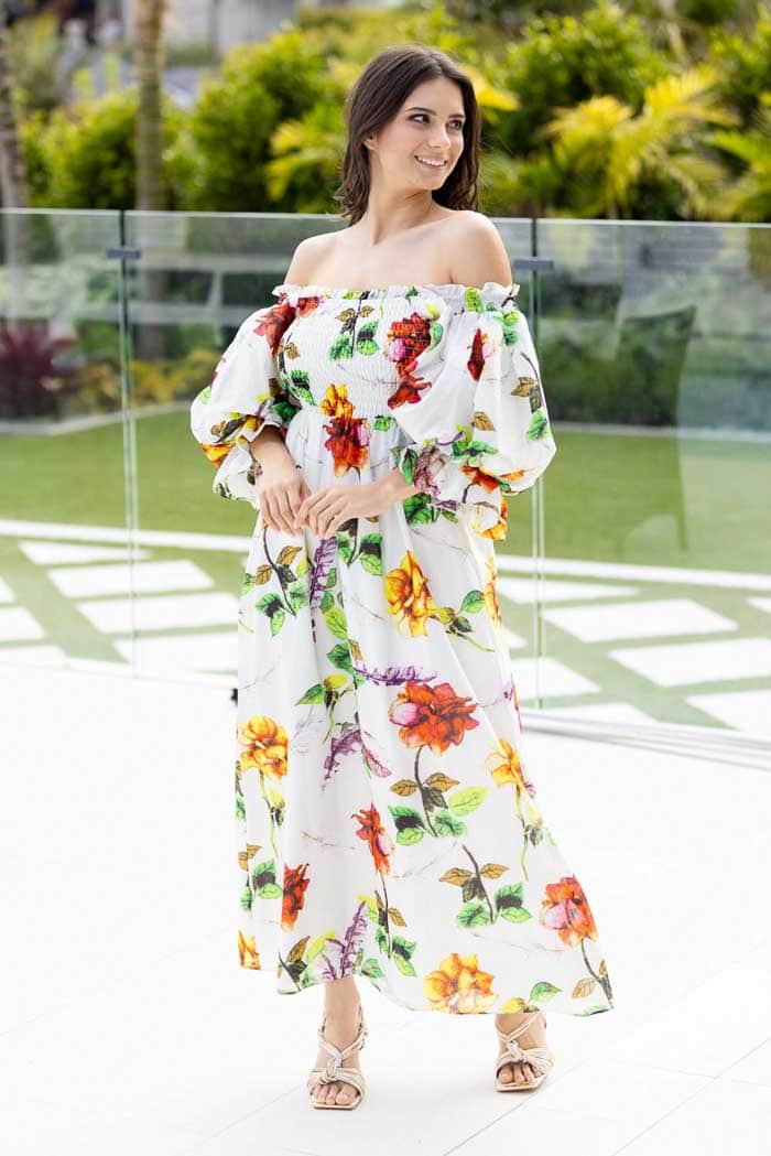 white floral maxi dress plus size