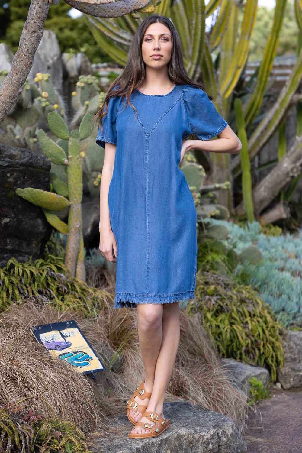 blue denim midi dress plus size