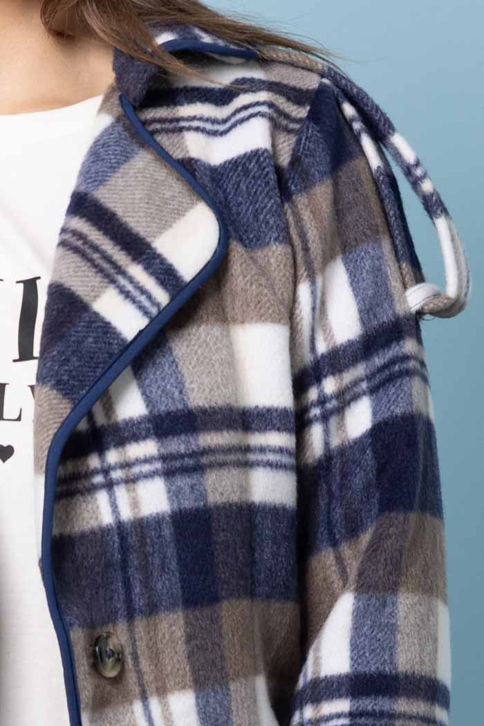 Emma Cropped Trench Blue Tartan 4