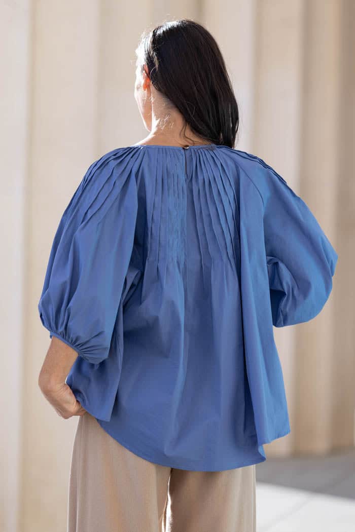 Finn Short Sleeve Blouse Blue 3