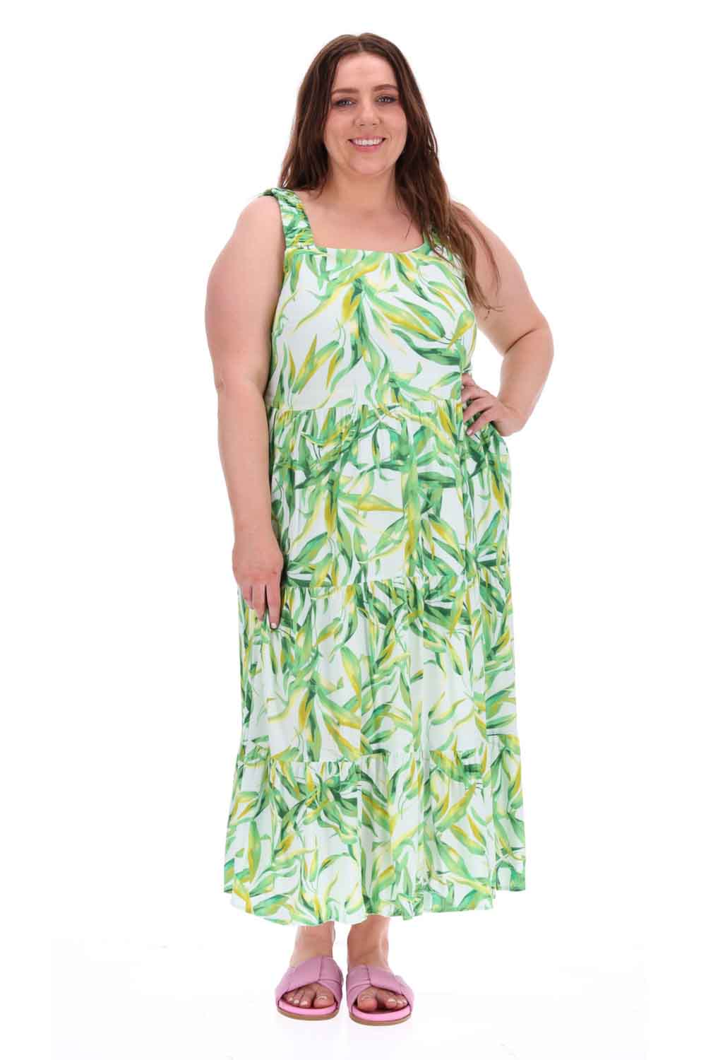 green leaf midi dress plus size