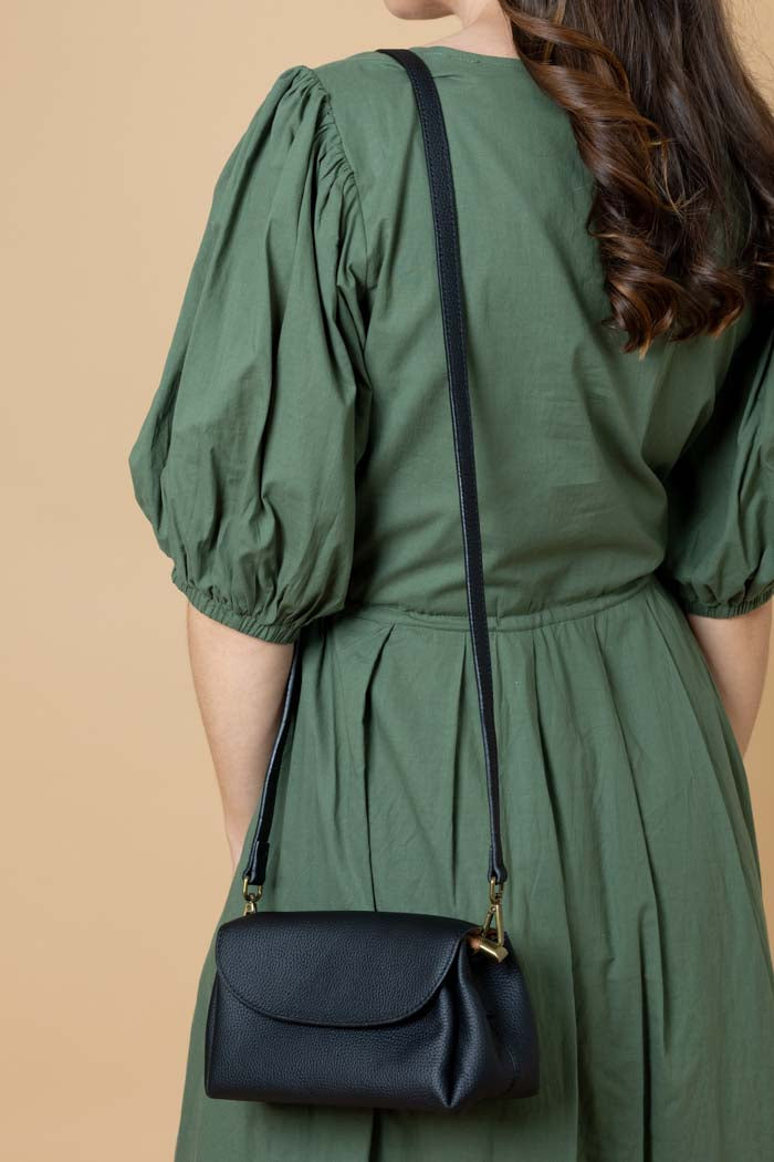 black leather handbag