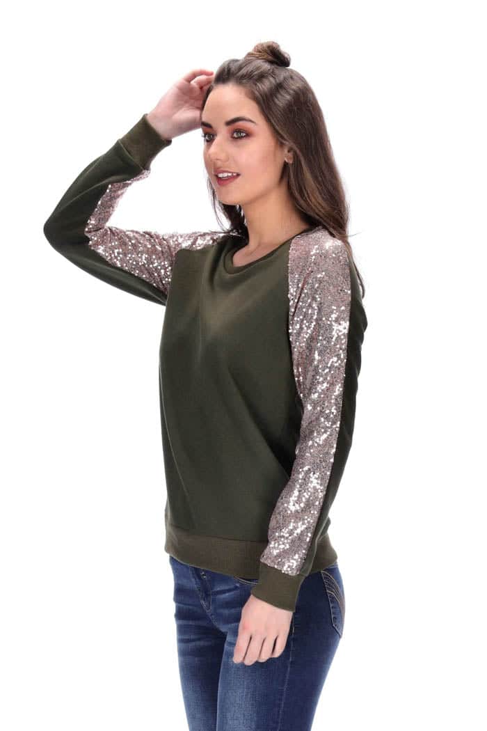 Frankie Sweater Khaki/Rose Gold 3