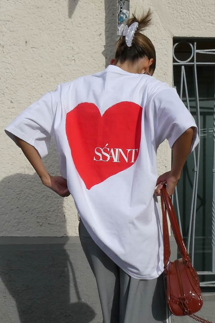 SSAINT Heart Tee White Red 2