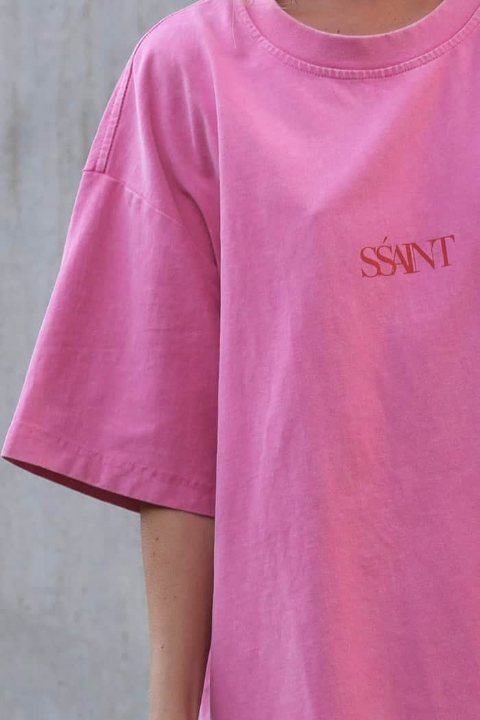 SSAINT No Vacancy Tee Dark Pink Acid Wash 3