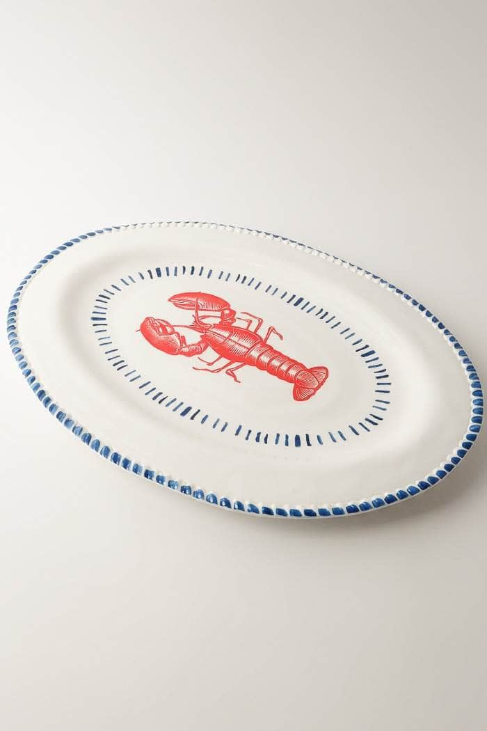 Le Forge Melamine Nautical Lobster Oval Platter 48cm White/Blue/Red