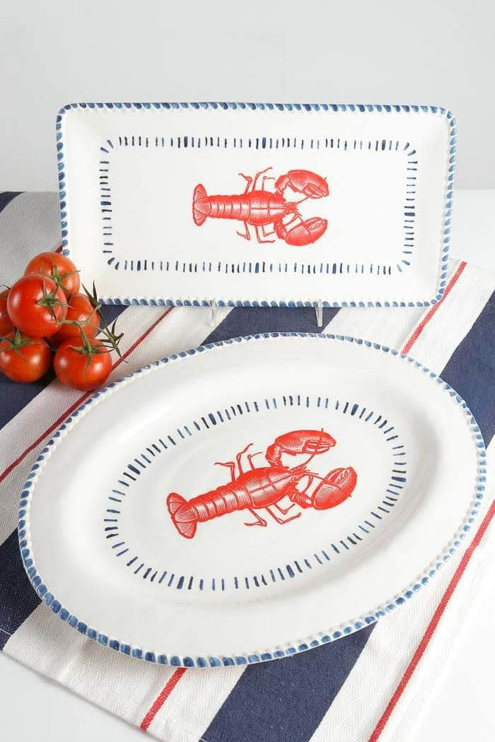 Le Forge Melamine Nautical Lobster Oval Platter 48cm White/Blue/Red 3