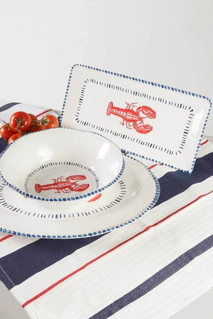 Le Forge Melamine Nautical Lobster Bowl 31cm White/Blue/Red 3