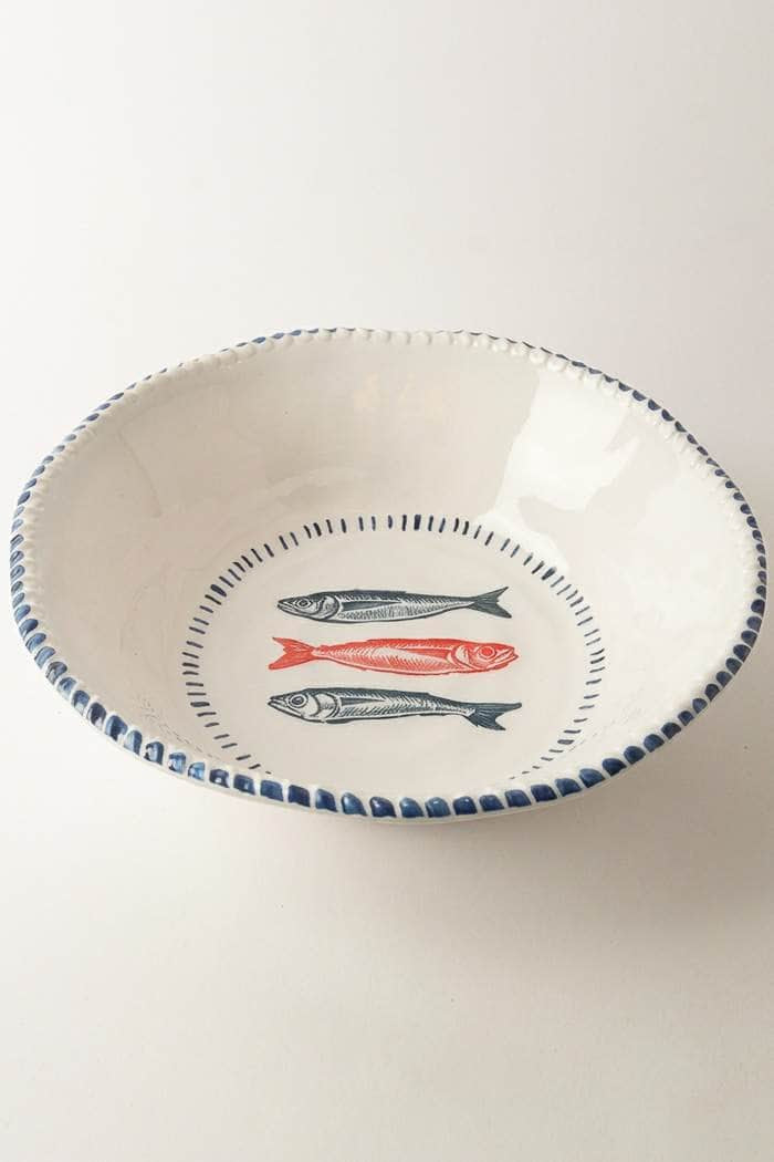 Le Forge Melamine Nautical Sardine Bowl 31cm White/Blue/Red 3