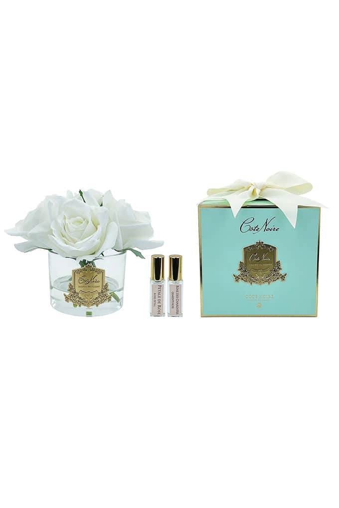 Cote Noire Perfumed Flowers Natural Touch Five Roses White & Gold Jade 2