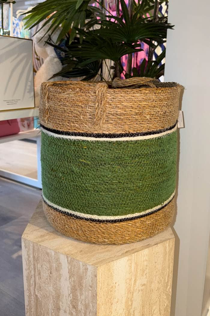 Le Forge Seagrass Stripe Baskets Set of 3 Natural Green 4
