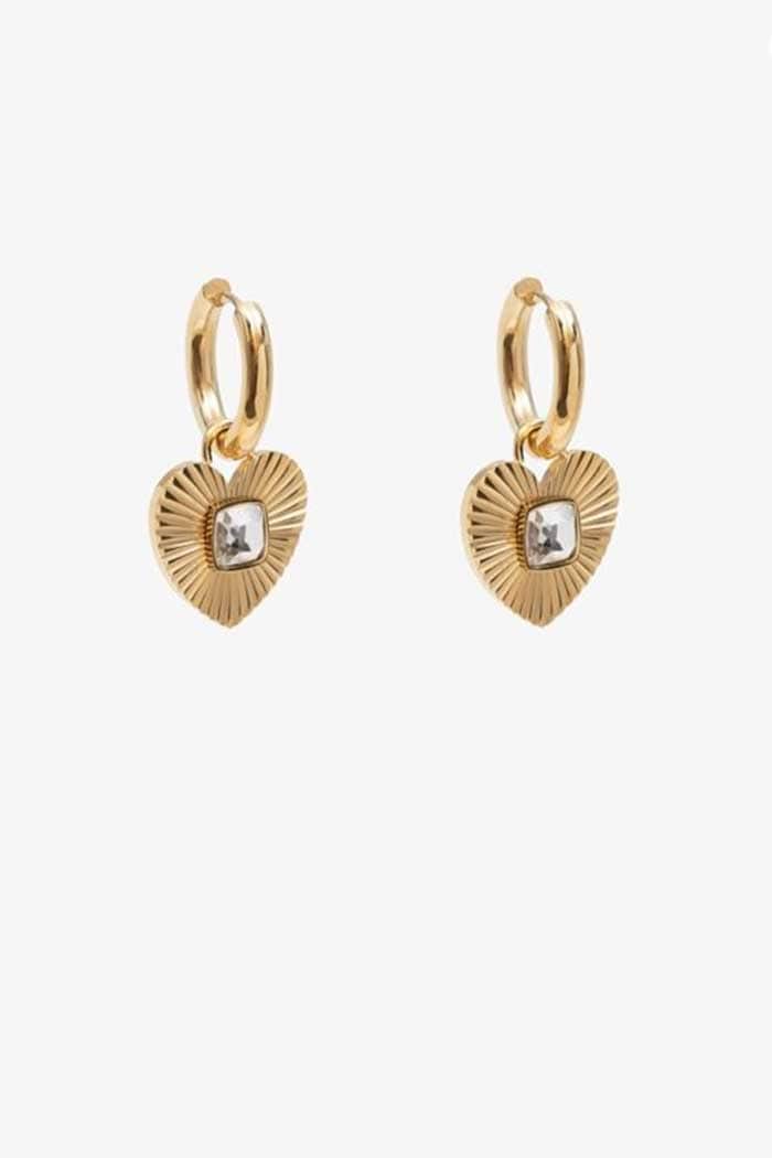 Antler Fluted Heart Earring Gold