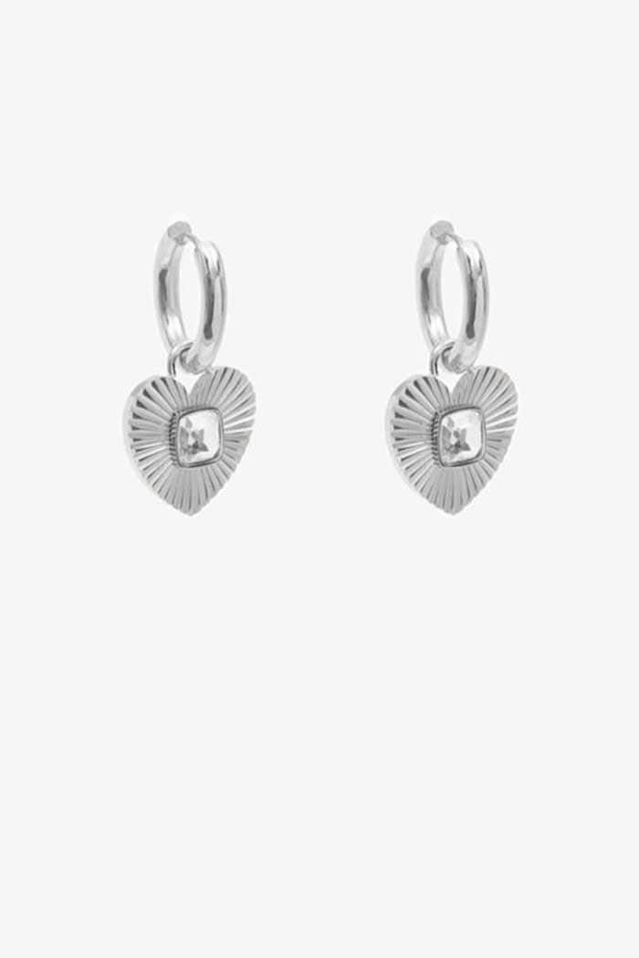 Antler Fluted Heart Earring Silver