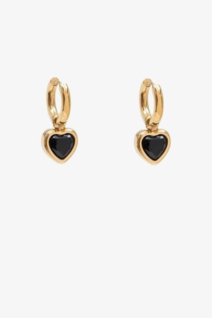 Antler Twilight Heart Earring Black Gold