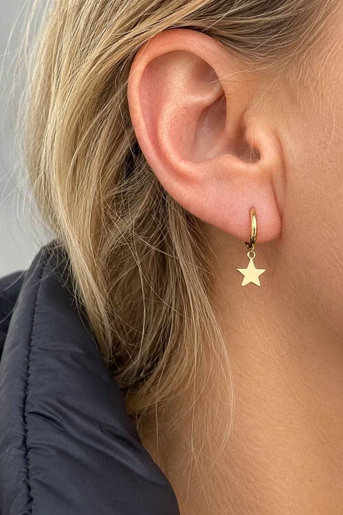 Twigg Huggie Star Earrings Gold