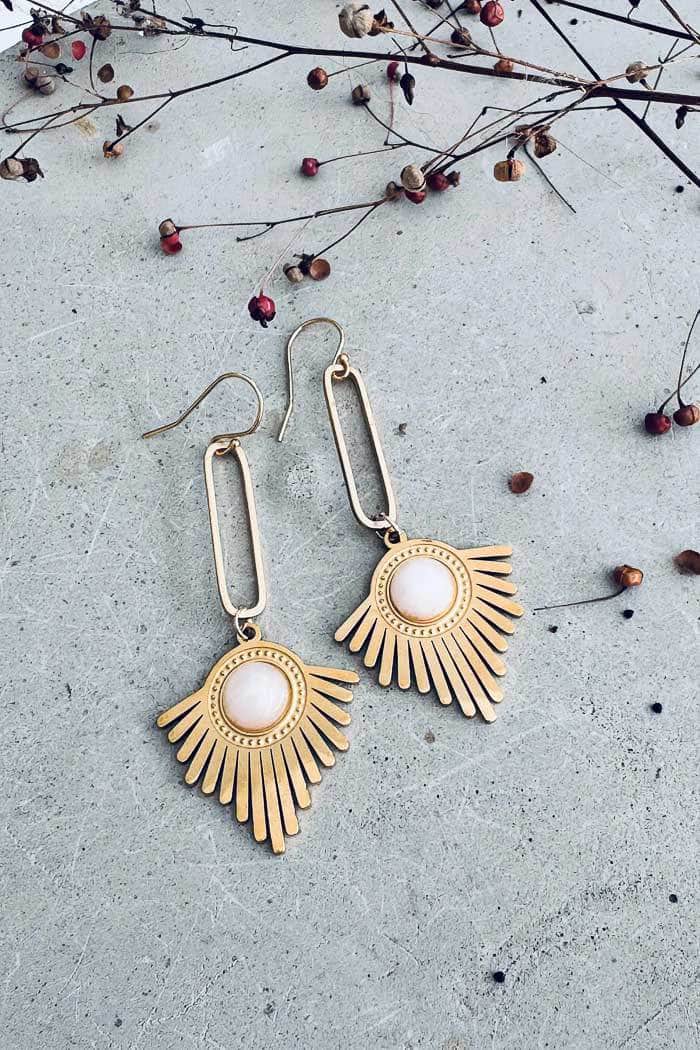 Twigg Delphi Gem Earrings Blush Gold 2